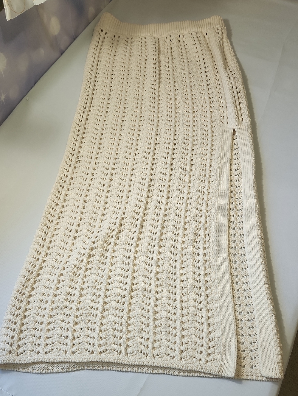 Celandine By Anthropology Women's Crocheted Cream  Maxi Skirt